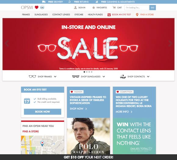 Luxottica’s AUSTRALIA and NEW ZEALAND online shops